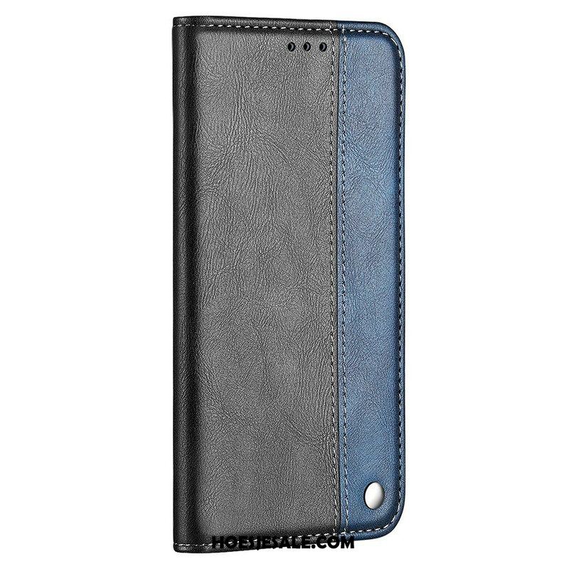 Bescherming Hoesje voor iPhone 13 Pro Max Folio-hoesje Tweekleurig Leereffect