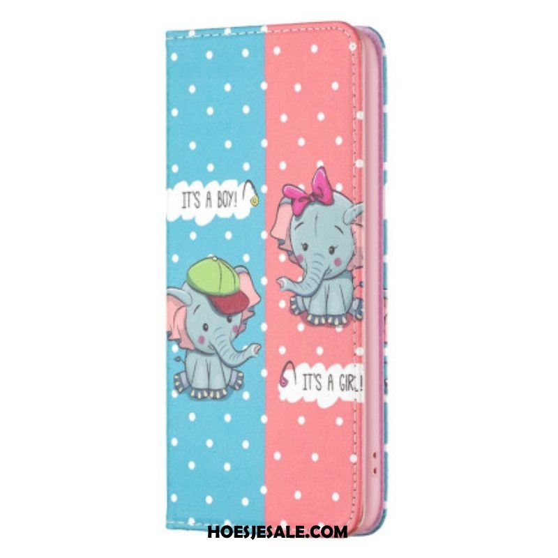 Bescherming Hoesje voor iPhone 14 Pro Folio-hoesje Baby Olifanten