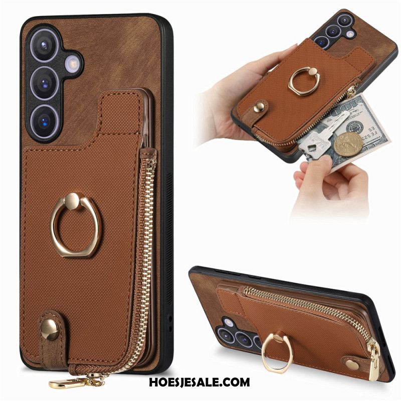 Case Hoesje Samsung Galaxy S24 Plus 5g Telefoonhoesje Met Kaarthouder Met Ritssluiting En Standaard
