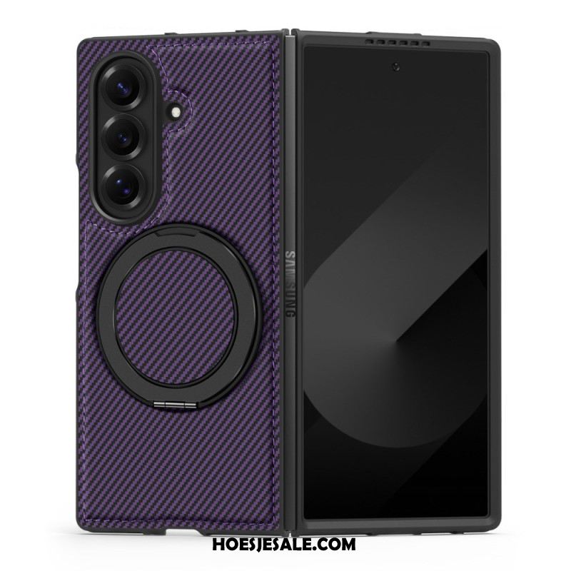 Case Hoesje Samsung Galaxy Z Fold 7 Telefoonhoesje Magnetisch Getextureerd Koolstofvezel