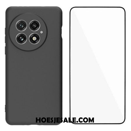 Cover Hoesje Oneplus 13 Telefoonhoesje 2-in-1 Matte Siliconen Met Schermbeschermer Van Gehard Glas