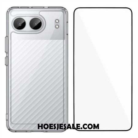 Cover Hoesje Oneplus Nord 4 Telefoonhoesje Transparant Met Gehard Glazen Schermbeschermer