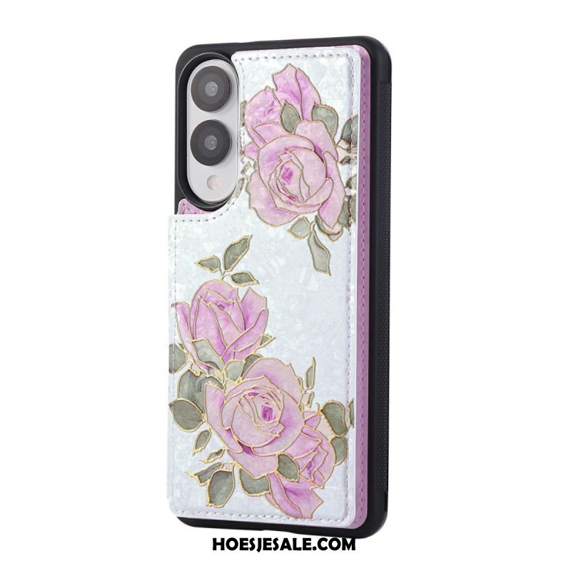 Cover Hoesje Samsung Galaxy S25 5g Edge Telefoonhoesje Kaarthouder Met Bloemenmotief