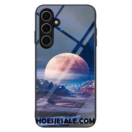 Cover Hoesje Samsung Galaxy S25 5g Telefoonhoesje Witte Planeet Gehard Glas
