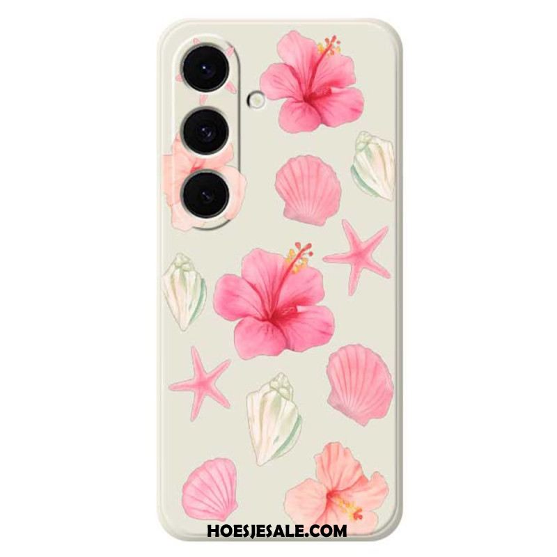 Cover Hoesje Samsung Galaxy S25 Fe Telefoonhoesje Siliconen Met Bloemen En Schelpen