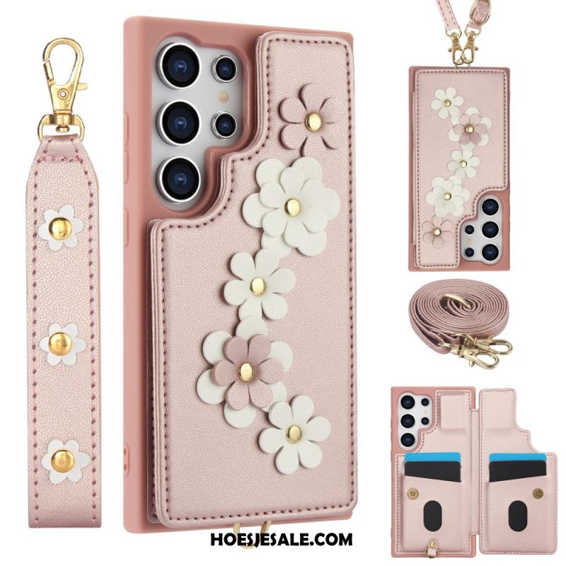 Cover Hoesje Samsung Galaxy S25 Ultra 5g Telefoonhoesje Kaarthouder Met Draagkoord En Schouderband Bandje