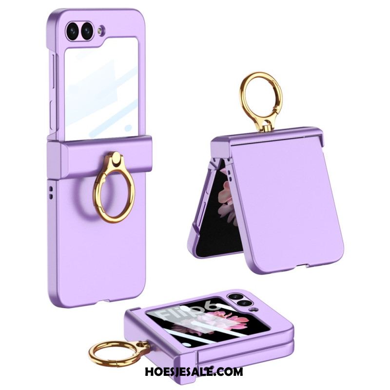 Cover Hoesje Samsung Galaxy Z Flip 7 Fe Telefoonhoesje Ringhouder En Gkk Gehard Glazen Schermbeschermer