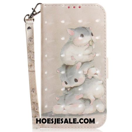 Flip Case Leren Oneplus Nord 5 Hamsters Met Bandjes