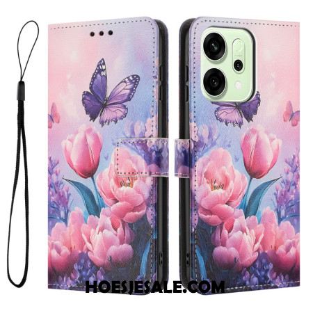 Flip Case Leren Oppo Reno 14 Pro 5g Bloemen