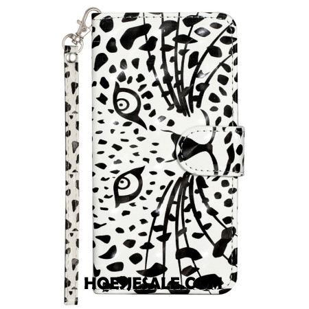 Flip Case Leren Samsung Galaxy S25 Fe Luipaardkop Met Koord