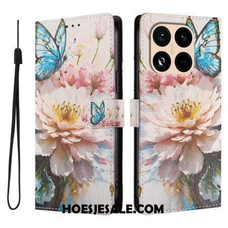 Flip Case Leren Xiaomi 15t Pro Bloem En Vlinder