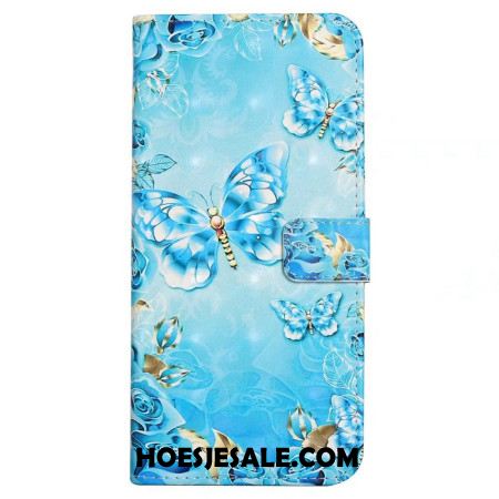 Flip Case Leren Xiaomi 17 Pro Max Vlinders En Diamanten