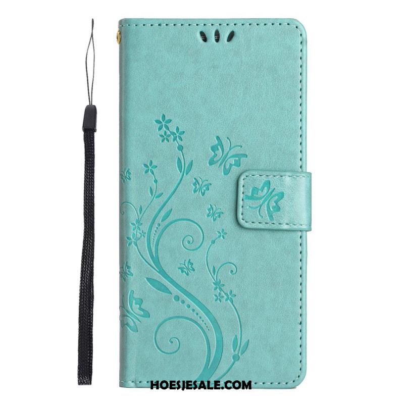 Flip Case Leren Xiaomi Redmi Note 14 5g Bloemen En Vlinders