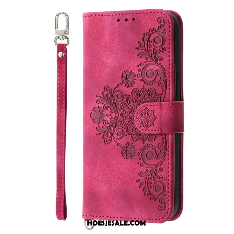 Flip Case Leren Xiaomi Redmi Note 15 Pro 5g Mandala Suède-effect Met Schouderbandje