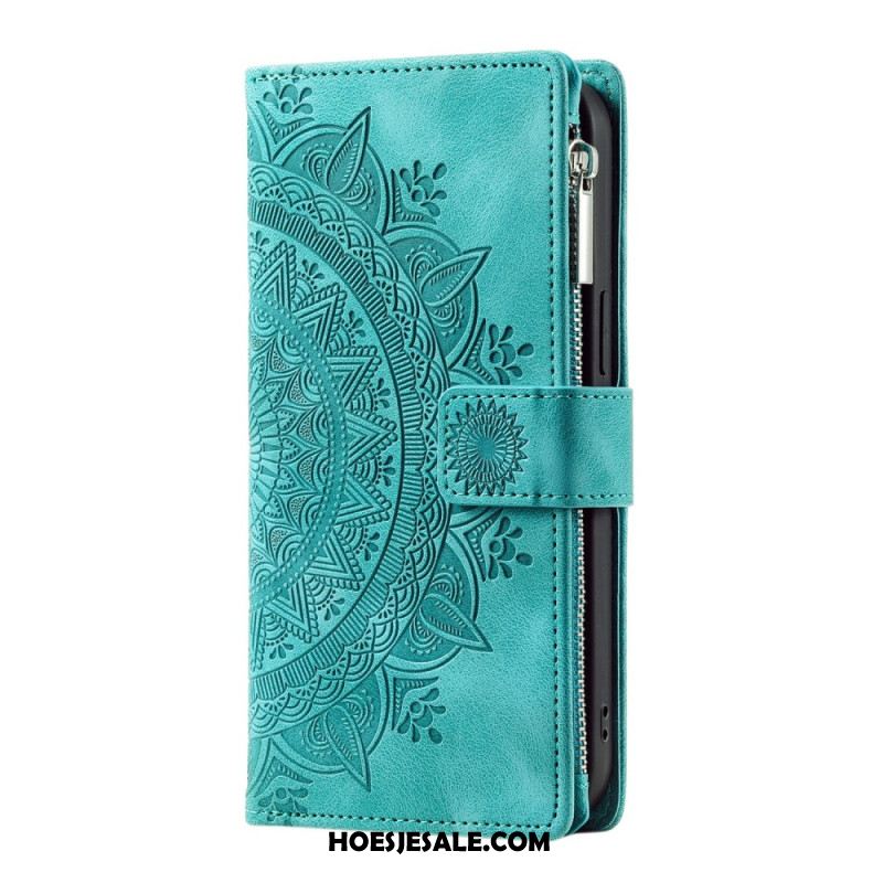 Flip Case Leren Xiaomi Redmi Note 15 Pro 5g Portemonnee Met Mandala-bloemen Suède-effect