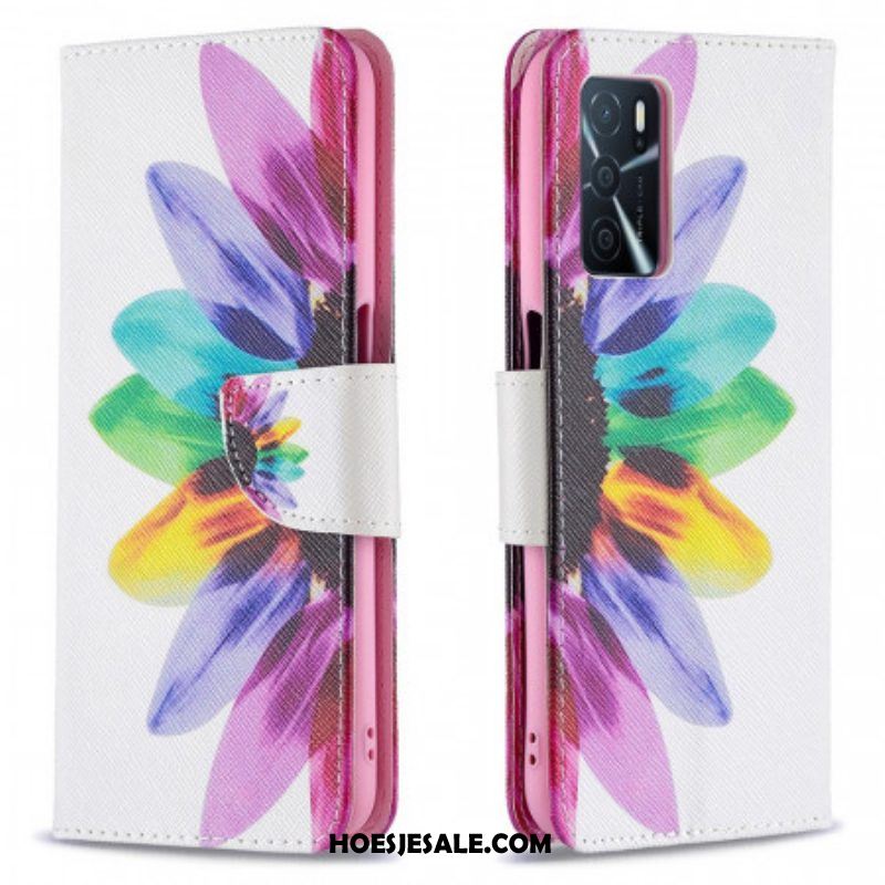 Flip Case voor Oppo A16 / A16s Waterverf Bloem