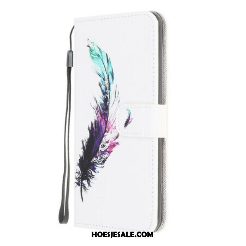 Flip Case voor Samsung Galaxy A42 5G Met Ketting Veer Met Koord