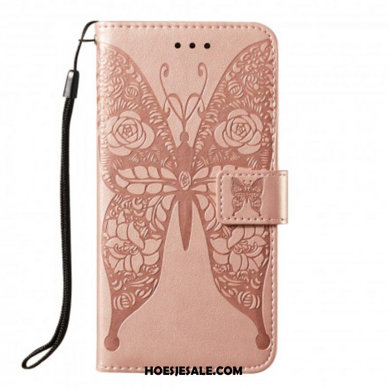 Flip Case voor Samsung Galaxy S21 5G Vlinder Bloemenpatroon