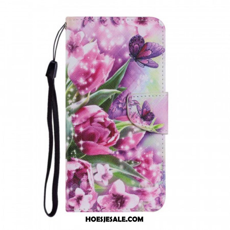 Flip Case voor Samsung Galaxy S22 Plus 5G Vlinders En Tulpen