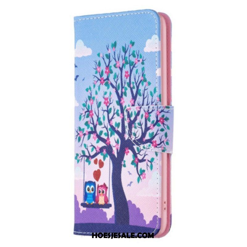 Flip Case voor Samsung Galaxy S23 Ultra 5G Uilen Op De Schommel