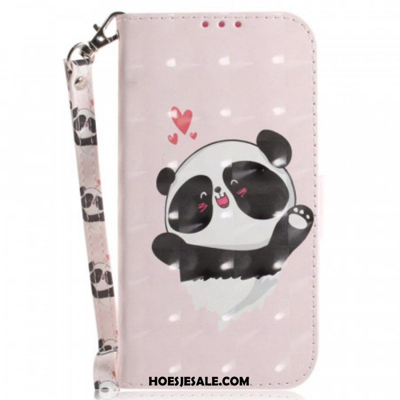 Flip Case voor Sony Xperia 1 IV Met Ketting Kleine Panda Met Riem