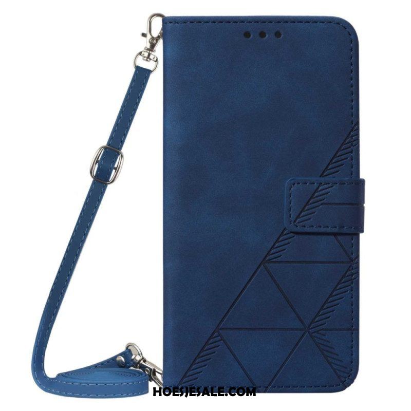 Flip Case voor Sony Xperia 5 IV Driehoekenpatroon Met Schouderriem