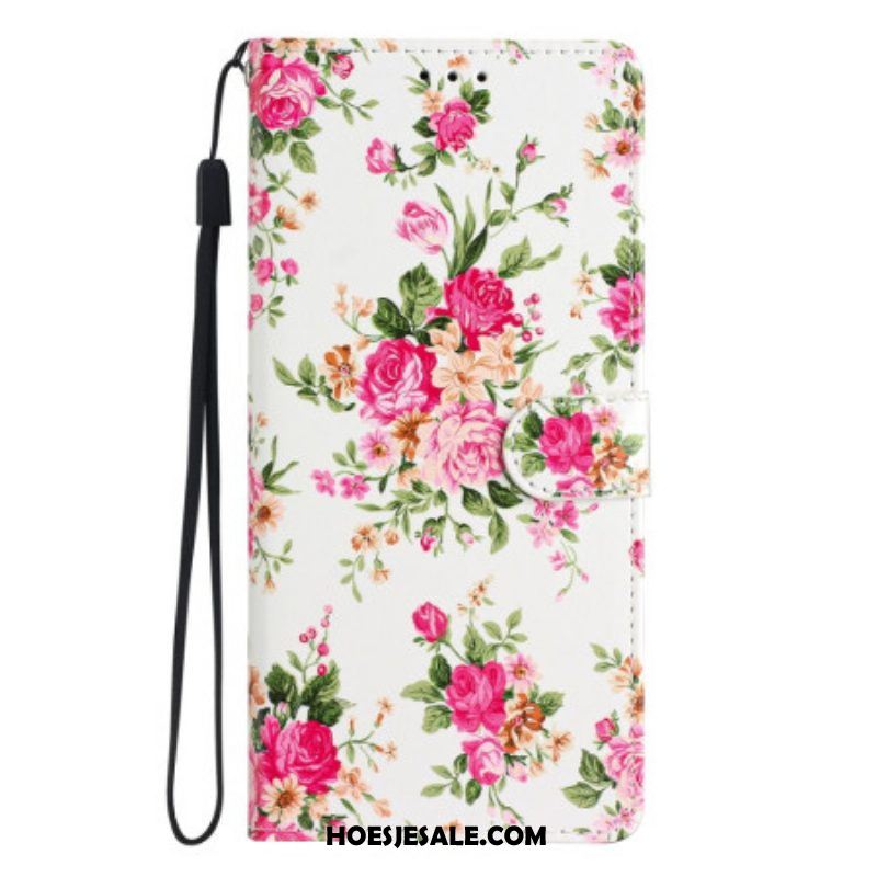 Flip Case voor Xiaomi 12 Lite Met Ketting Riem Liberty Bloemen