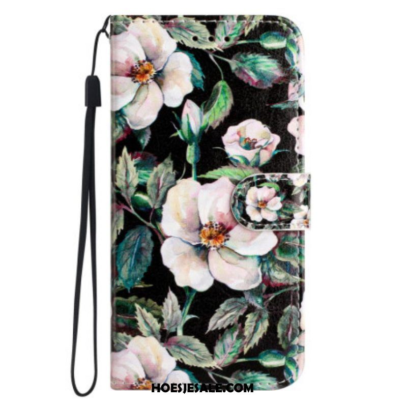 Flip Case voor Xiaomi Redmi A1 Met Ketting Riem Magnolia's