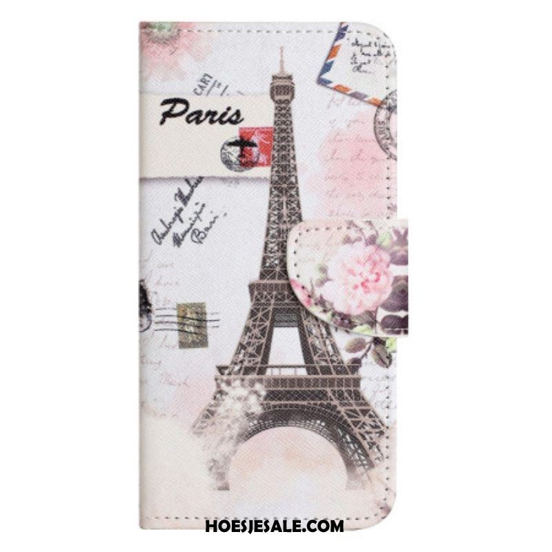 Flip Case voor iPhone 14 Plus Vintage Eiffeltoren