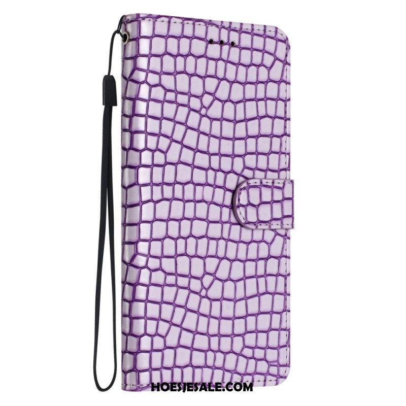 Flip Case voor iPhone 15 Plus Krokodilstijl Met Riem