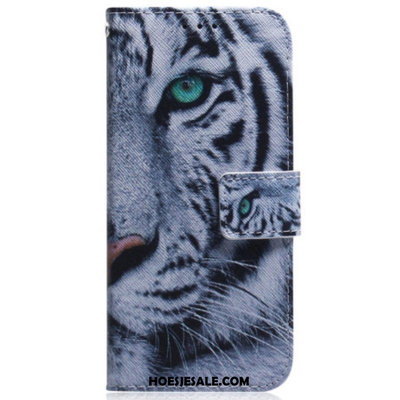 Flip Case voor iPhone 15 Witte Tijger