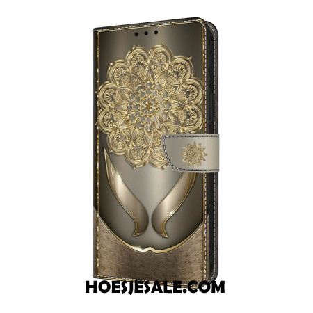 Folio-hoesje Samsung Galaxy A17 4g / 5g Telefoonhoesje Gouden Bloemenpatroon