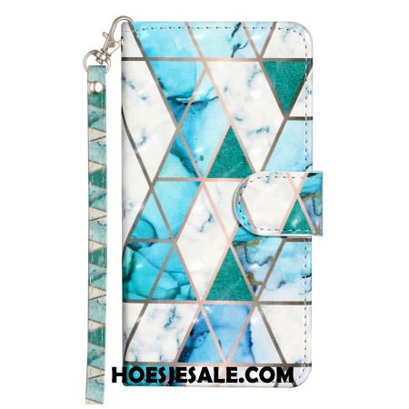 Folio-hoesje Samsung Galaxy S25 Fe Telefoonhoesje Blauw Marmer Met Koord