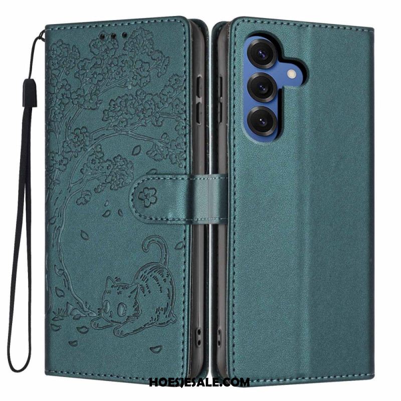 Folio-hoesje Samsung Galaxy S26 Plus Telefoonhoesje Patroon Met Boom En Kat