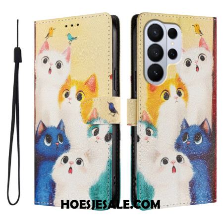 Folio-hoesje Samsung Galaxy S26 Ultra Telefoonhoesje Kleurrijke Katten