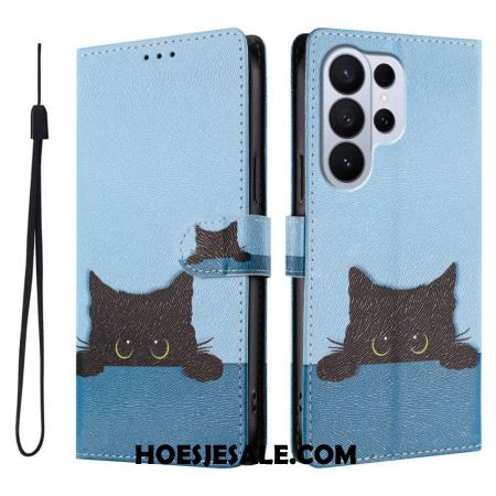 Folio-hoesje Samsung Galaxy S26 Ultra Telefoonhoesje Zwart Kitten