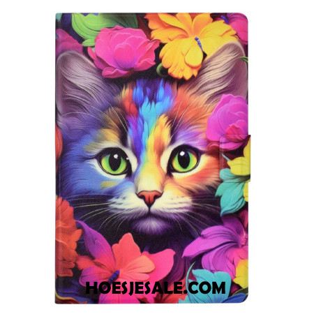 Folio-hoesje Samsung Galaxy Tab S11 Telefoonhoesje Kleurrijke Kat