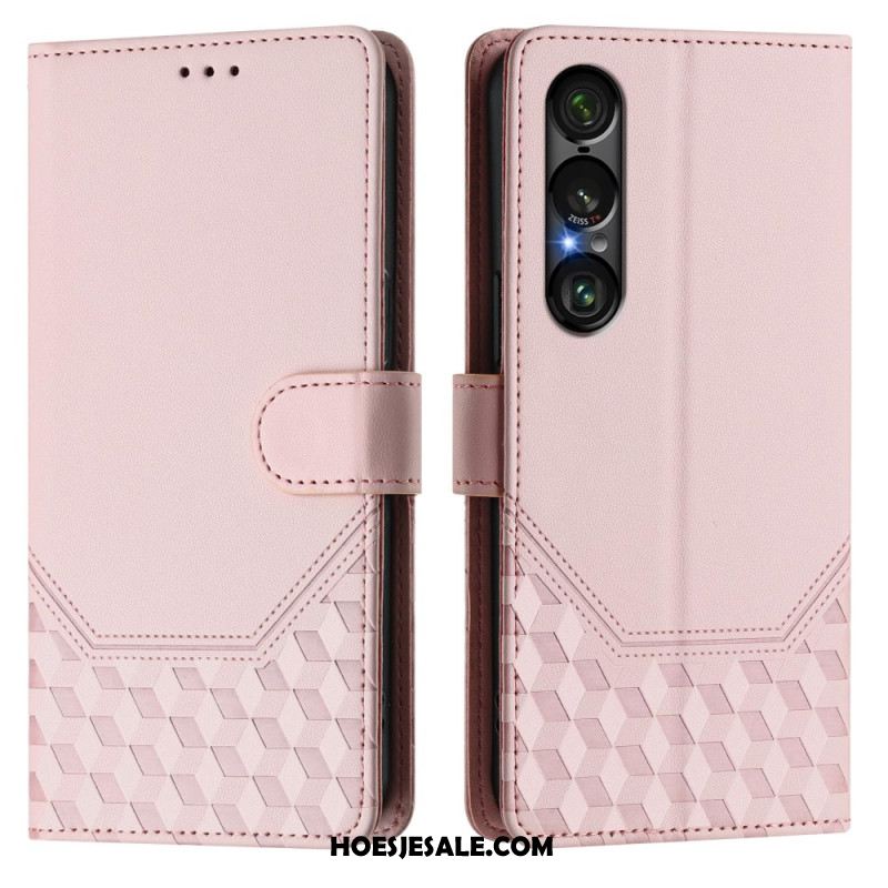 Folio-hoesje Sony Xperia 1 Vii Rfid-bescherming Honingraatpatroon