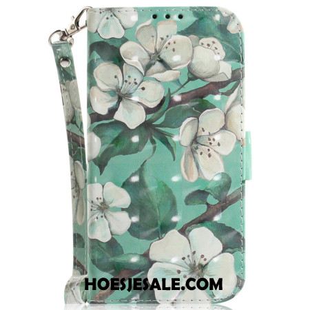 Folio-hoesje Xiaomi 15 Pro Witte Bloemen-bandje