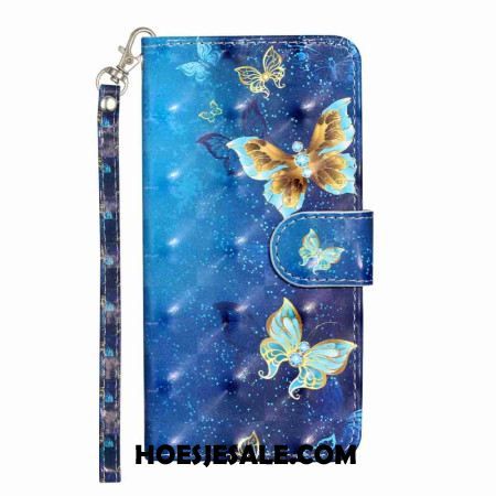 Folio-hoesje Xiaomi 15t Pro Blauwe En Gouden Vlinders