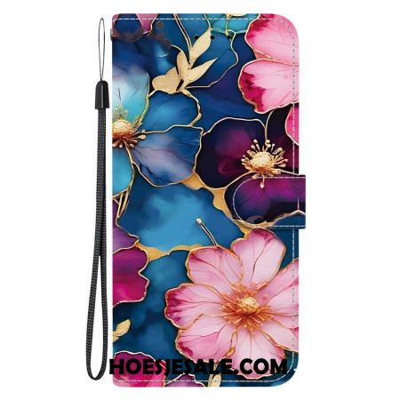 Folio-hoesje Xiaomi 15t Telefoonhoesje Blauw-gouden Bloemen