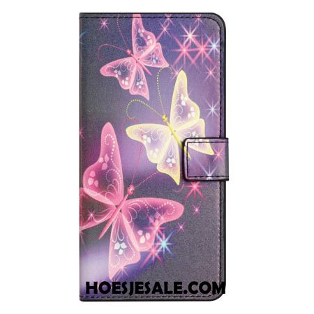 Folio-hoesje Xiaomi Redmi Note 14 4g Telefoonhoesje Gloeiende Vlinders