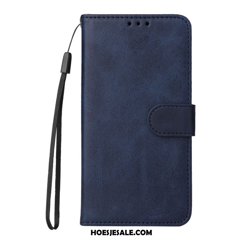 Folio-hoesje Xiaomi Redmi Note 14 Pro 5g Telefoonhoesje Effen Leer-effect Met Riem
