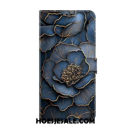 Folio-hoesje Xiaomi Redmi Note 15 5g Blauw-gouden Pioenroos