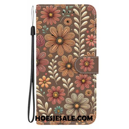 Folio-hoesje Xiaomi Redmi Note 15 5g Telefoonhoesje Bruine Bloemen