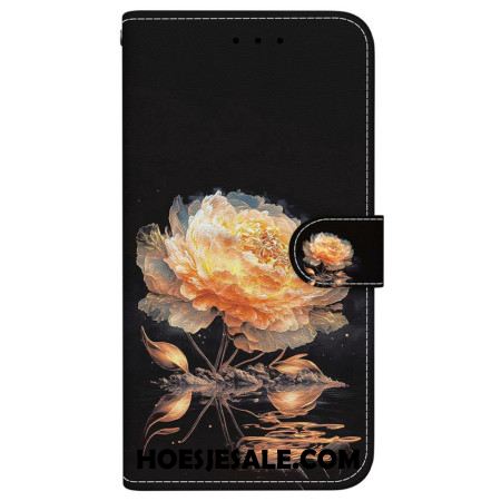 Folio-hoesje Xiaomi Redmi Note 15 5g Telefoonhoesje Gouden Pioenroos