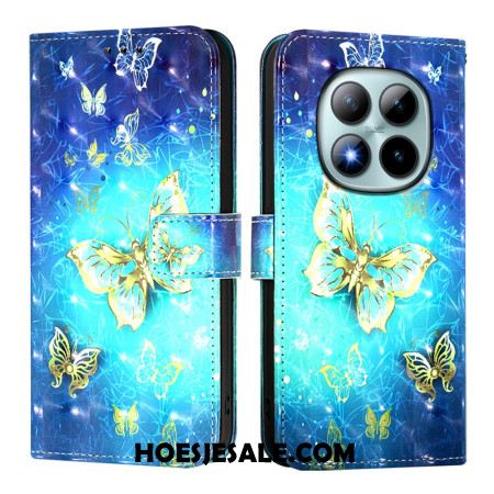 Folio-hoesje Xiaomi Redmi Note 15 Pro Plus 5g Telefoonhoesje Gouden Vlinders