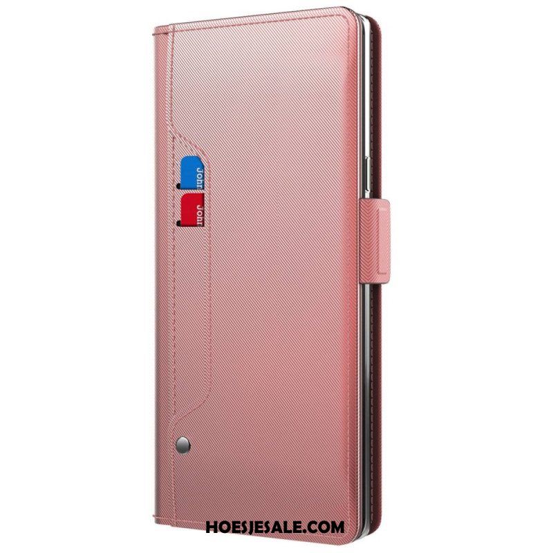 Folio-hoesje voor Huawei Mate 50 Pro Verwijderbare Spiegel En Kaarthouder