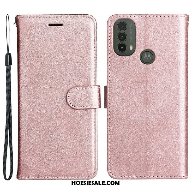 Folio-hoesje voor Moto E40 / E30 / E20 Met Ketting Strappy Leereffect