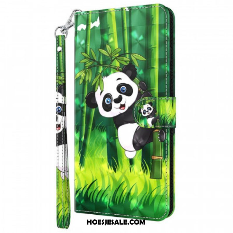 Folio-hoesje voor Moto E40 / E30 / E20 Panda En Bamboe